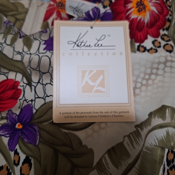 NWT Vtg Kathie Lee Collection Neptune Reptile/ Floral Print Dress Size 14 - Picture 4 of 5